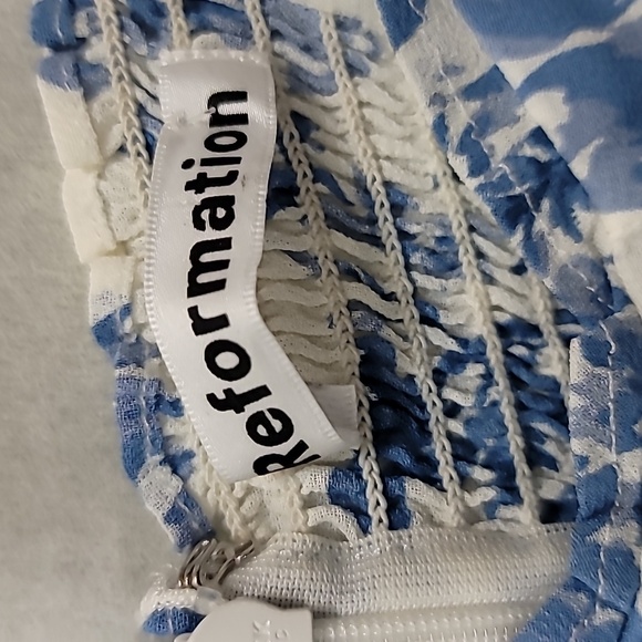 Reformation Nikita Olympia Blue White Floral Print Dress Size 10 - Picture 6 of 12